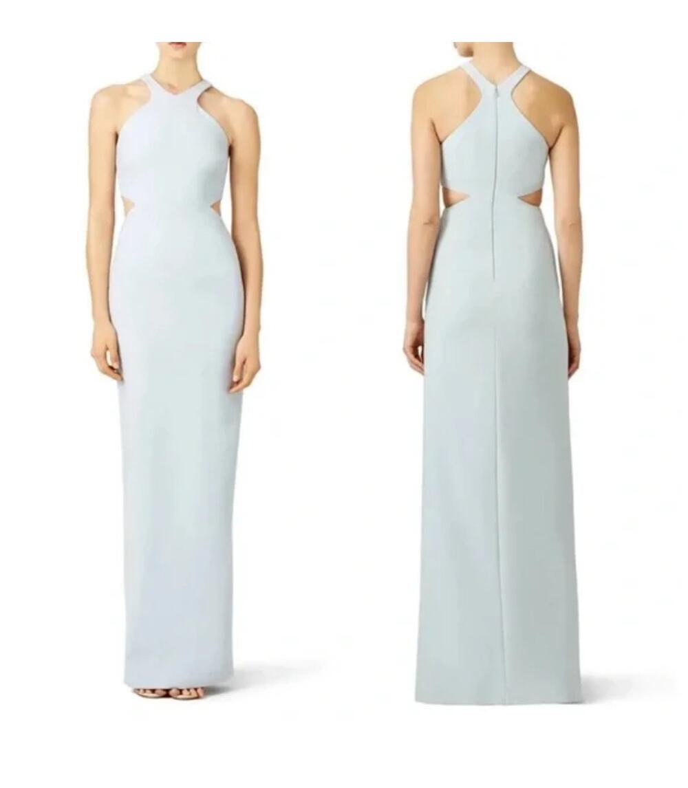 ELIZABETH & JAMES Women's Tisha Light Blue Maxi Side Cut Out Gown Dress Size 4